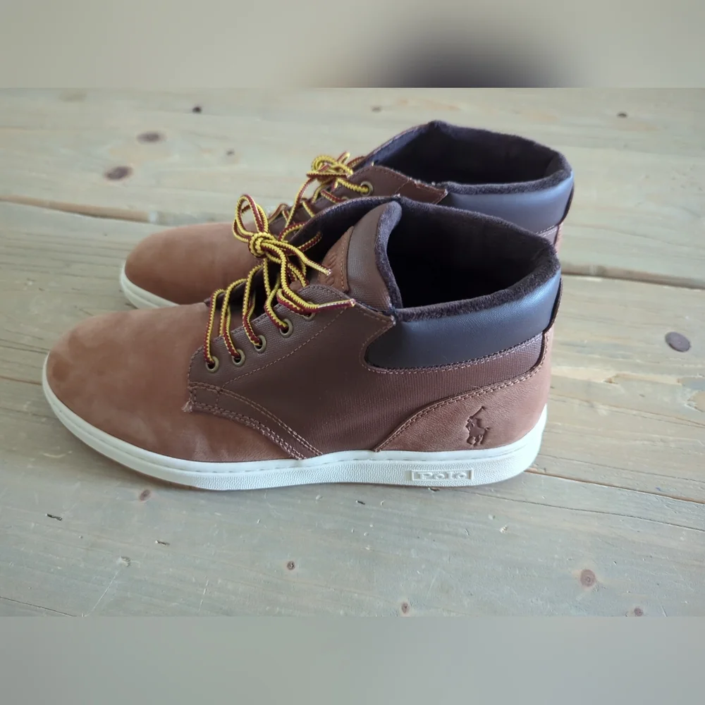 Polo Ralph Lauren Men Sneaker Chukka Boots BO LCB Brown Shoes SIze 9.5